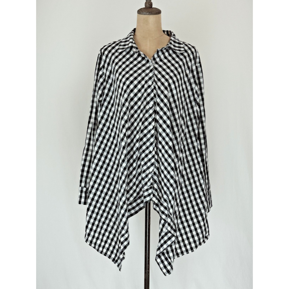 COMFY USA 1X Black White Gingham Check ARTSY Tunic Top 1X REALLY CUTE!!! #0062